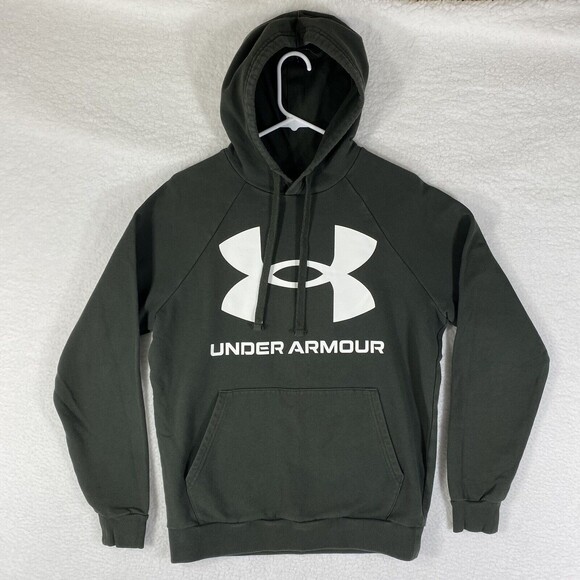 Under Armour Sweatshirt Women's S Green Gray ColdGear Pullover Hoodie‎ Spellout - Picture 1 of 15